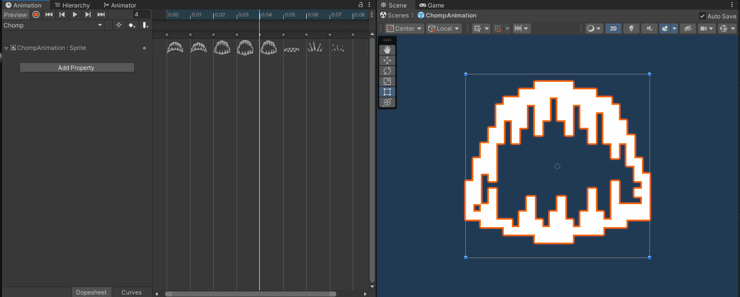 Chomp animation in editor