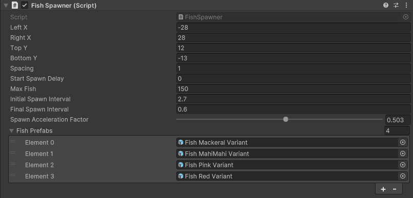 In editor fish spawner component