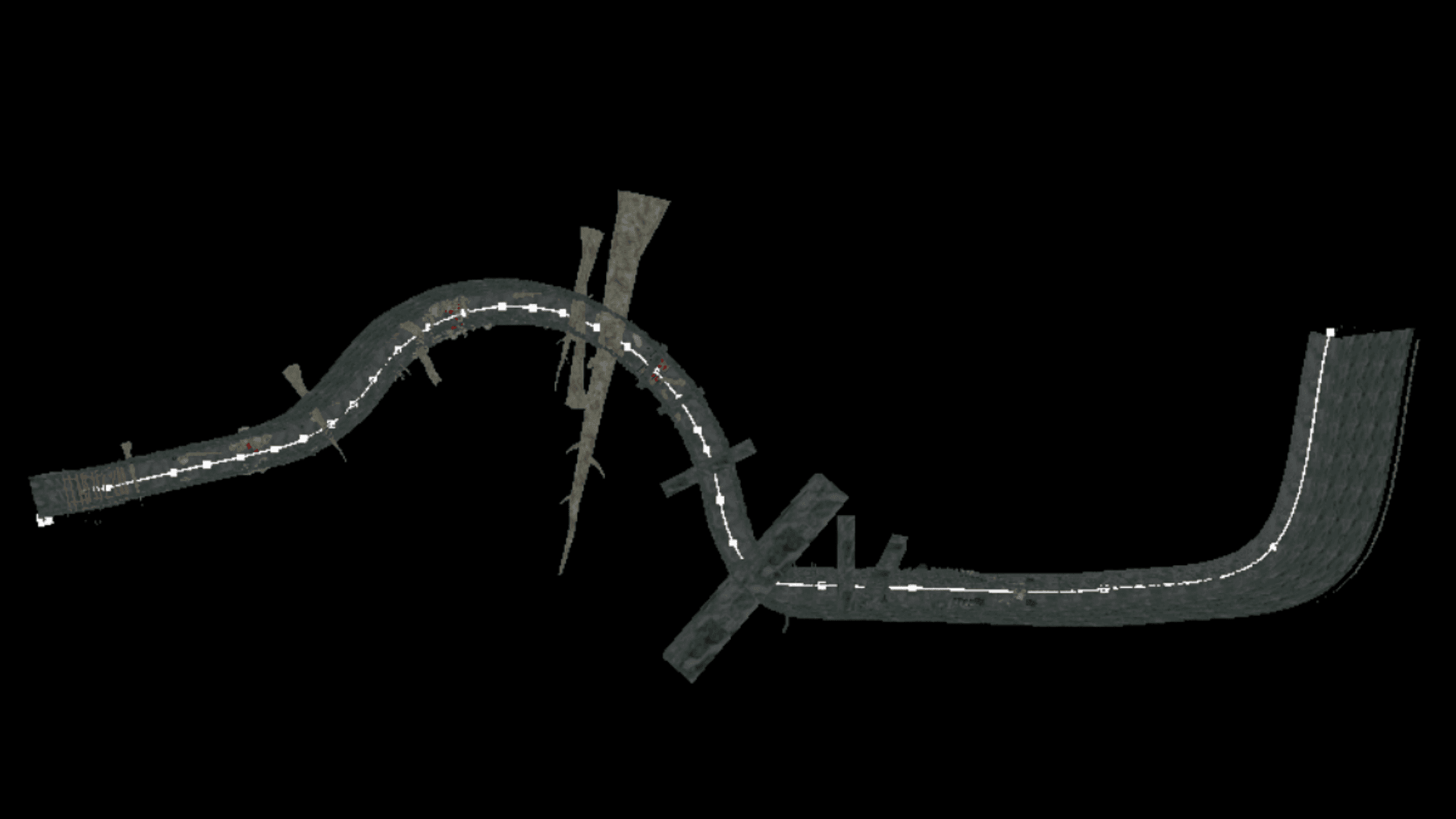 The in editor spline followed by the carriage in the game
